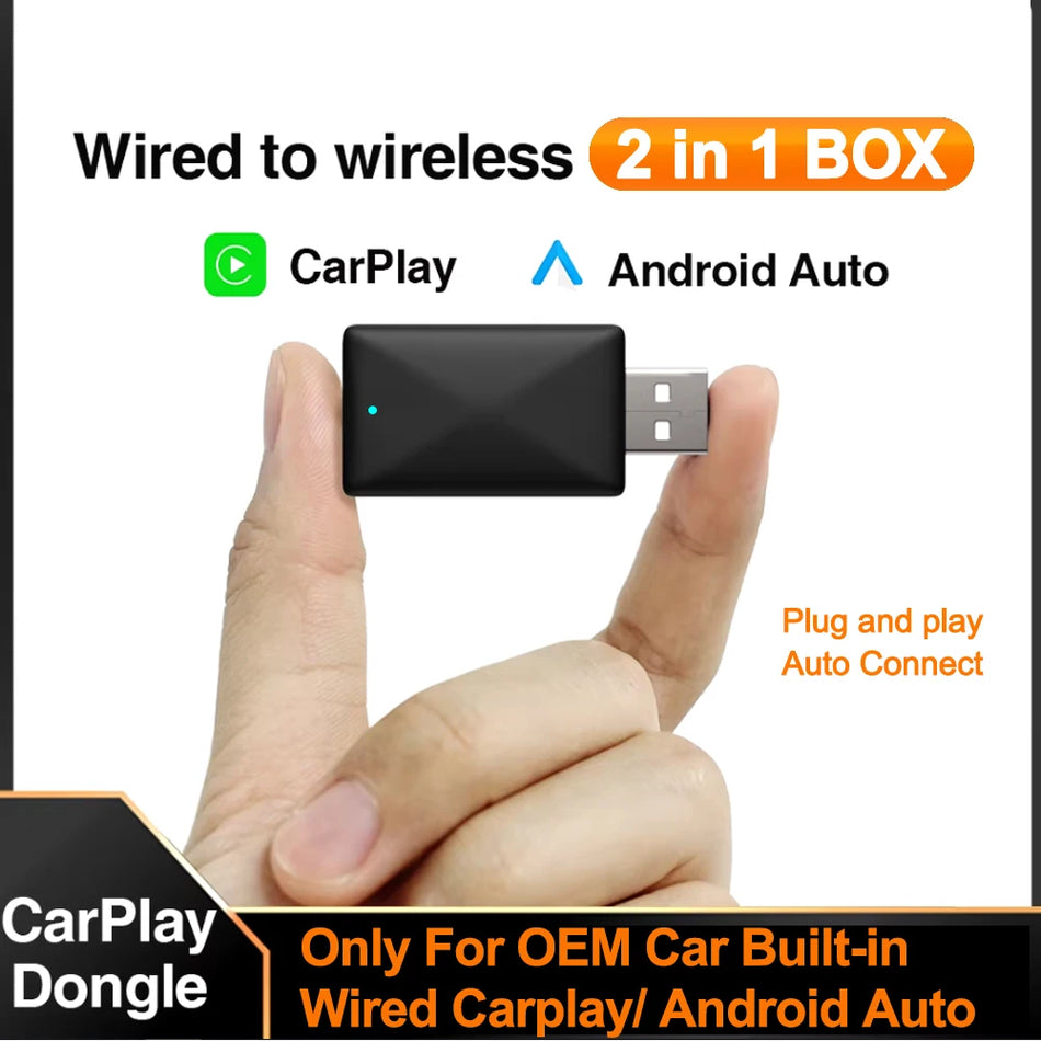 Adapter 2w1 do CarPlay i Android Auto z przewodowego na bezprzewodowy do fabrycznego radia samochodowego