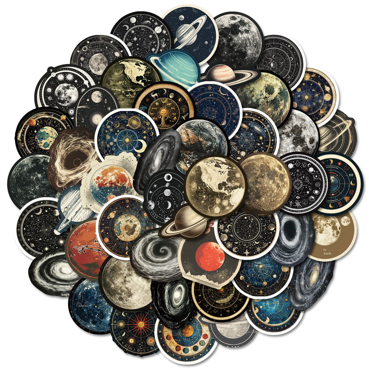 50pcs Space Station Universe Waterproof Stickers for DIY Projects 50pcs