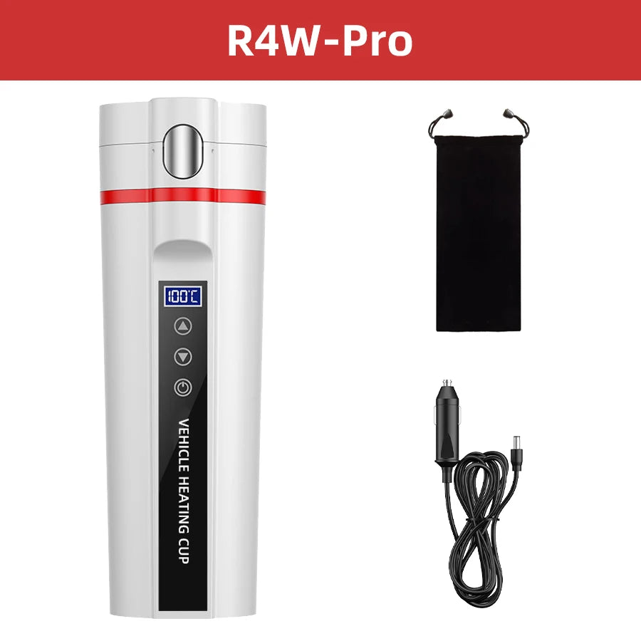 ACCEO 12V/24V Car Heating Cup 450ML &ndash; Digital Display White with bag