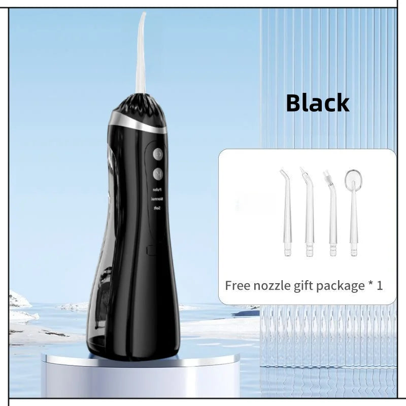 USB Rechargeable Oral Irrigator with 3 Modes &amp; 4 Nozzles | IP65 Waterproof Black 03
