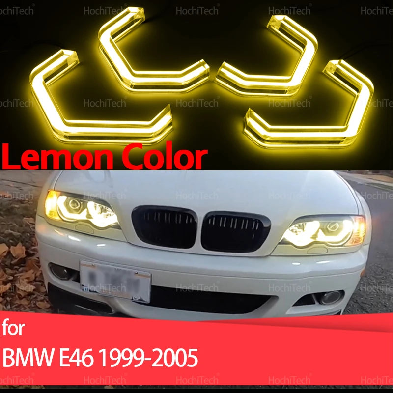 LED-enkeli silmä renkaat sitruunankeltainen kristalli BMW E46 Sedan