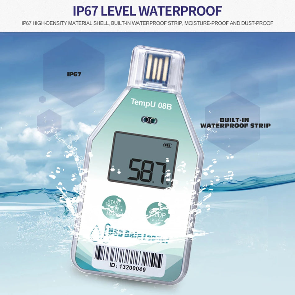 TempU08B &ndash; IP67 Waterproof Temp And Humidity Data Logger