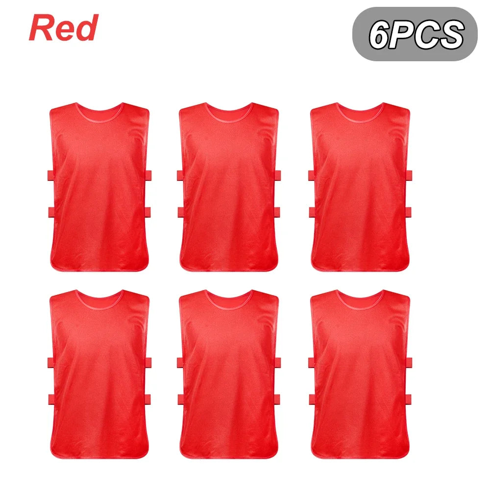 Breathable Soccer Training Vests for Kids and Adults - 6 Pack Red / Adult 150-175cm