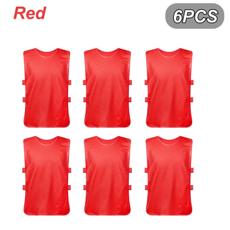 Breathable Soccer Training Vests for Kids and Adults - 6 Pack Red / Adult 150-175cm