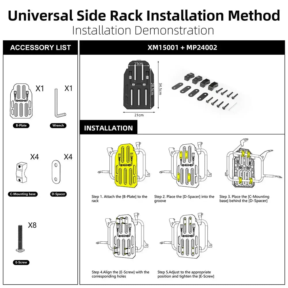 Rhinowalk Side Bag Accessories For MJX2004 To Install Bag To Fit Irregularly Curved Rack Extender Avoid Exhaust Pipe Install by InterCyprus Trading Ltd