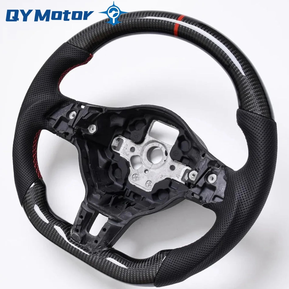 Τιμόνι Volkswagen Golf με Πραγματική Ίνα Άνθρακα και Δερμάτινη Επένδυση με Τρύπες