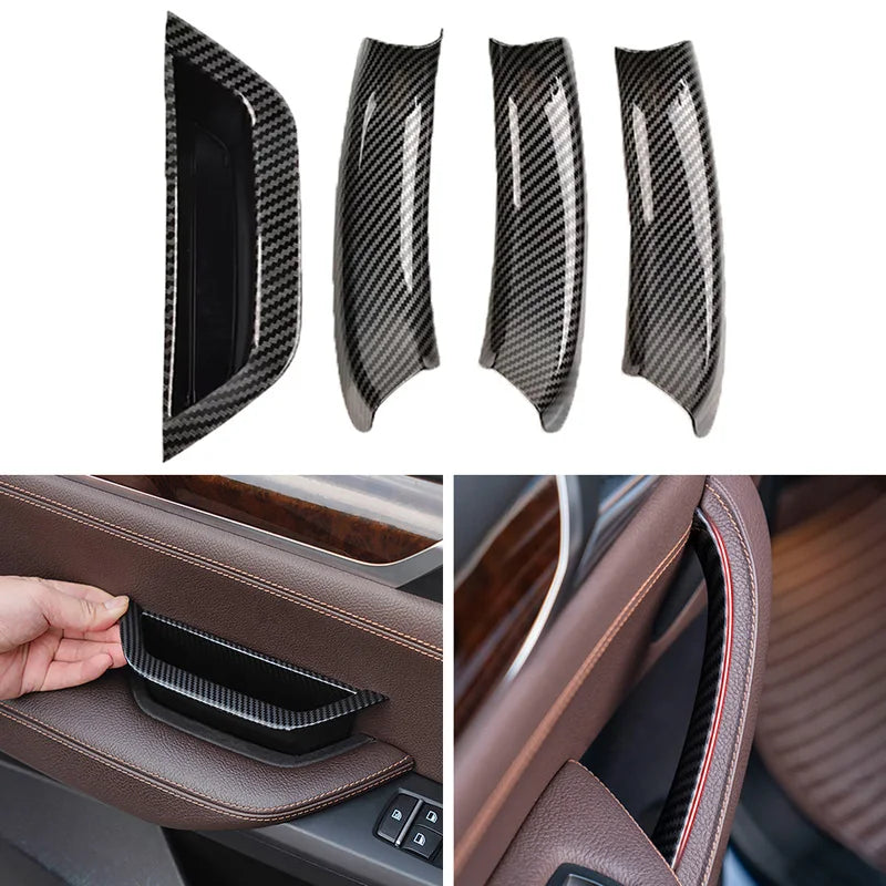 Pokrywa uchwytu drzwi wewnętrznych do BMW X3 X4 w stylu włókna węglowego, trwały plastik ABS