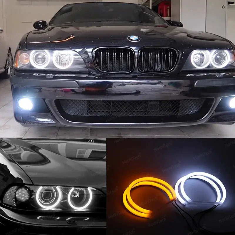 For BMW 5 Series E39 525i 528i 530i 540i White Yellow Dual and White Cotton LED Angel Eyes Kit Ring DRL Turn Signal Light by InterCyprus Trading Ltd