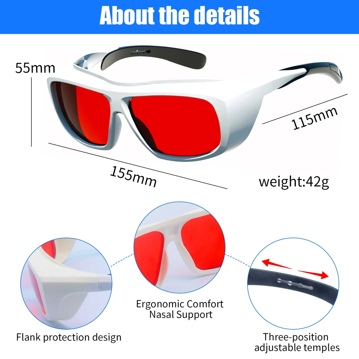 NoEnName_Null OD6 Laser Safety Glasses for 190-2000nm Protection