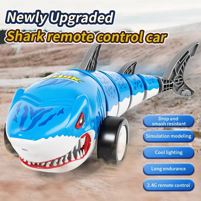 RC Car Shark Toy - 360 Degree Spin LED Stunt Remote Control