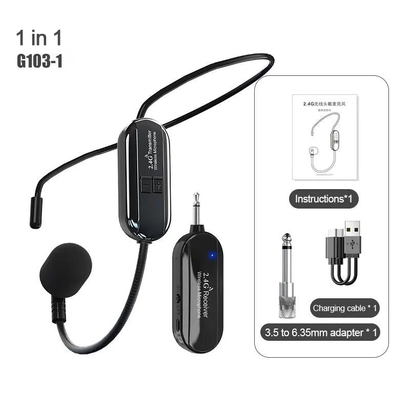Oussirro 2.4G Wireless Headset Microphone for Versatile Audio Performance 2.4G 3.5mm