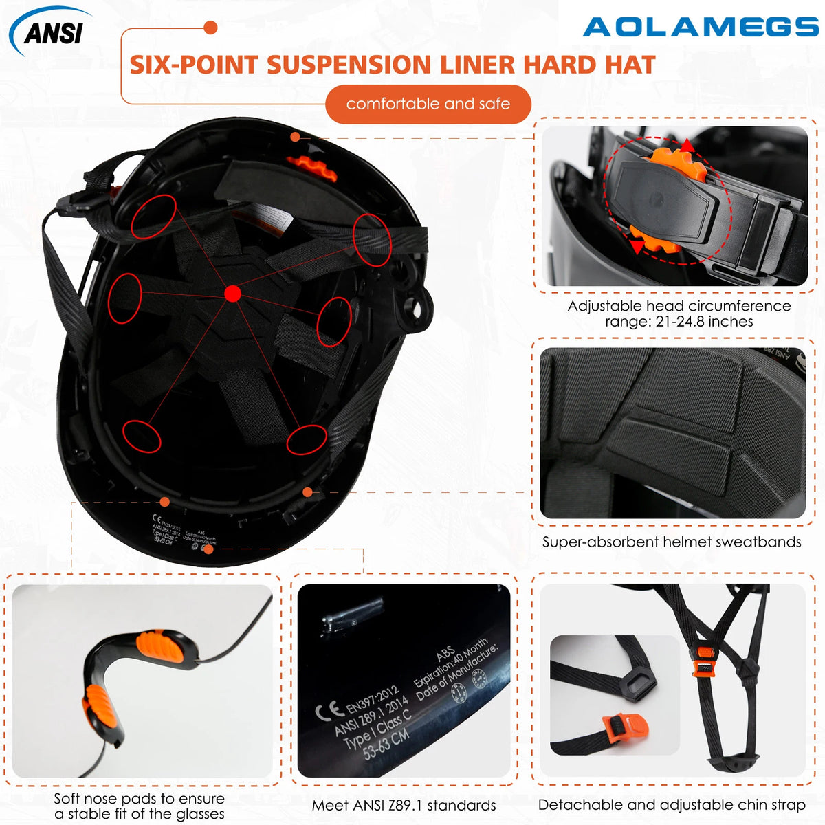 CE Construction Safety Helmet With Goggles &ndash; LED Headlamp