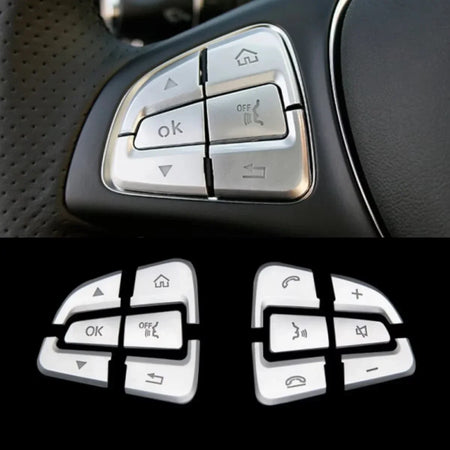 Premium Steering Wheel Button Cover Stickers for Mercedes Benz C-Class W205, GLC X253, V-Class Vito W447 - Stylish Auto Accessories