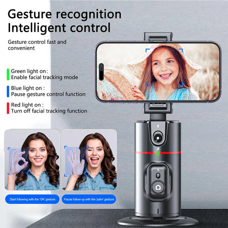 CrownQu 360 Degree Auto Face Tracking Phone Holder &ndash; Gesture Control Convenience
