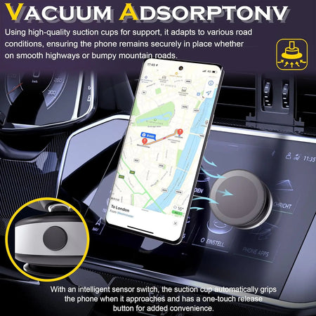 CrownQu Electric Vacuum Magnetic Car Mount Stand &ndash; 360 Degree Rotation with Strong Suction Cup