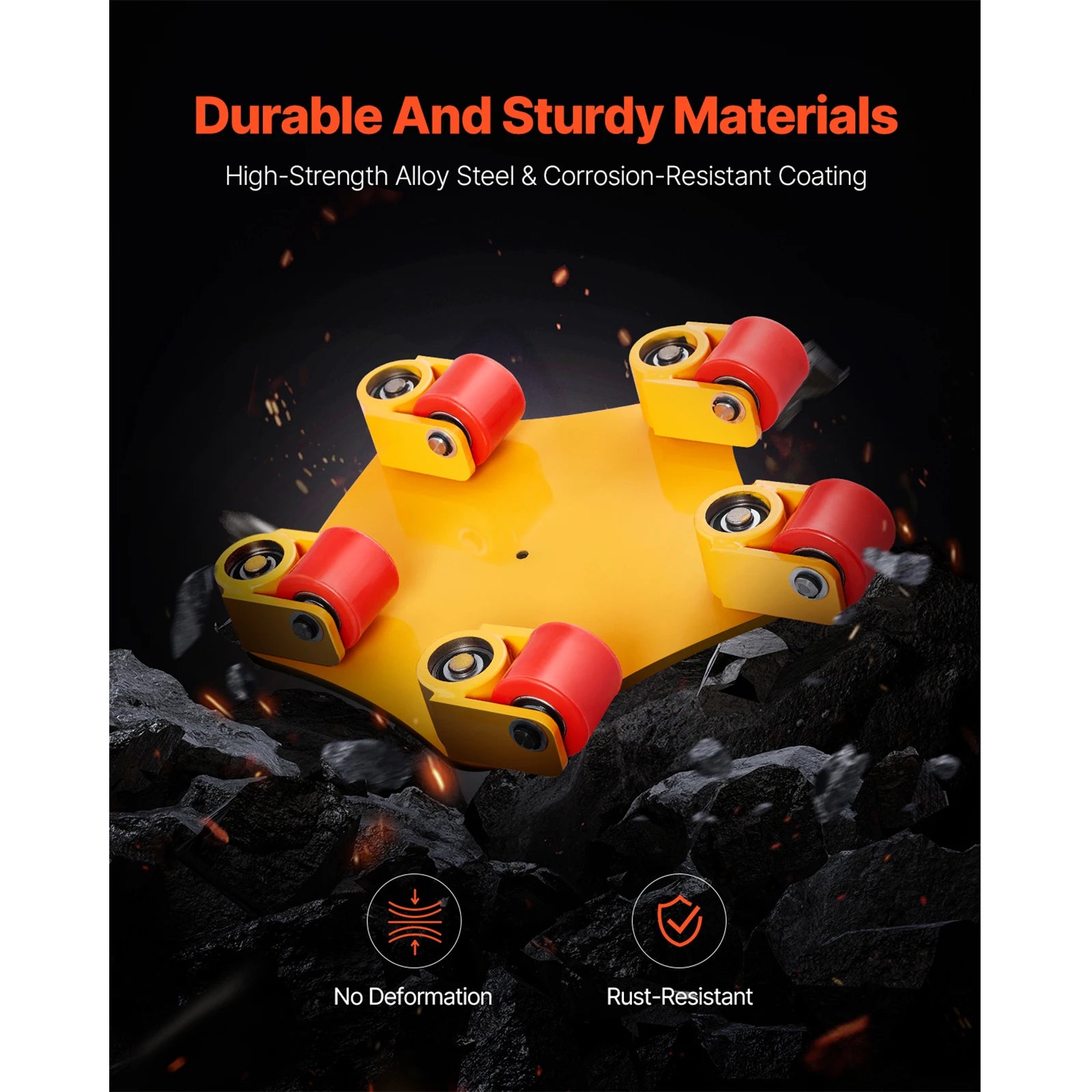 SucceBuy 8800 Lb Machinery Skat Dolly - 360 Cap PU Rollers