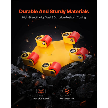 SucceBuy 8800 Lb Machinery Skat Dolly - 360 Cap PU Rollers