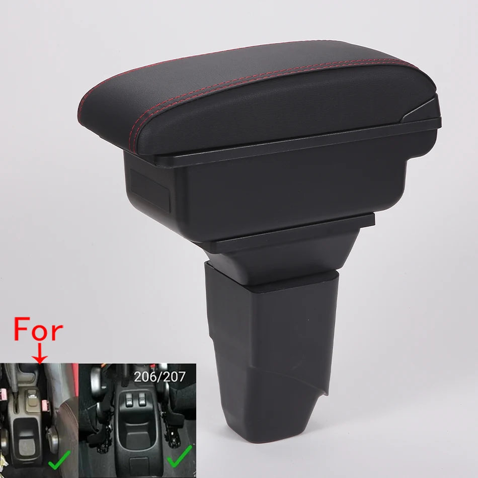 Middenarmsteunbox van leer en ABS voor Peugeot 206 207