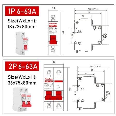 NANQUE 12V-110V Mini Circuit Breaker Switch - Positive/Negative Battery Protection