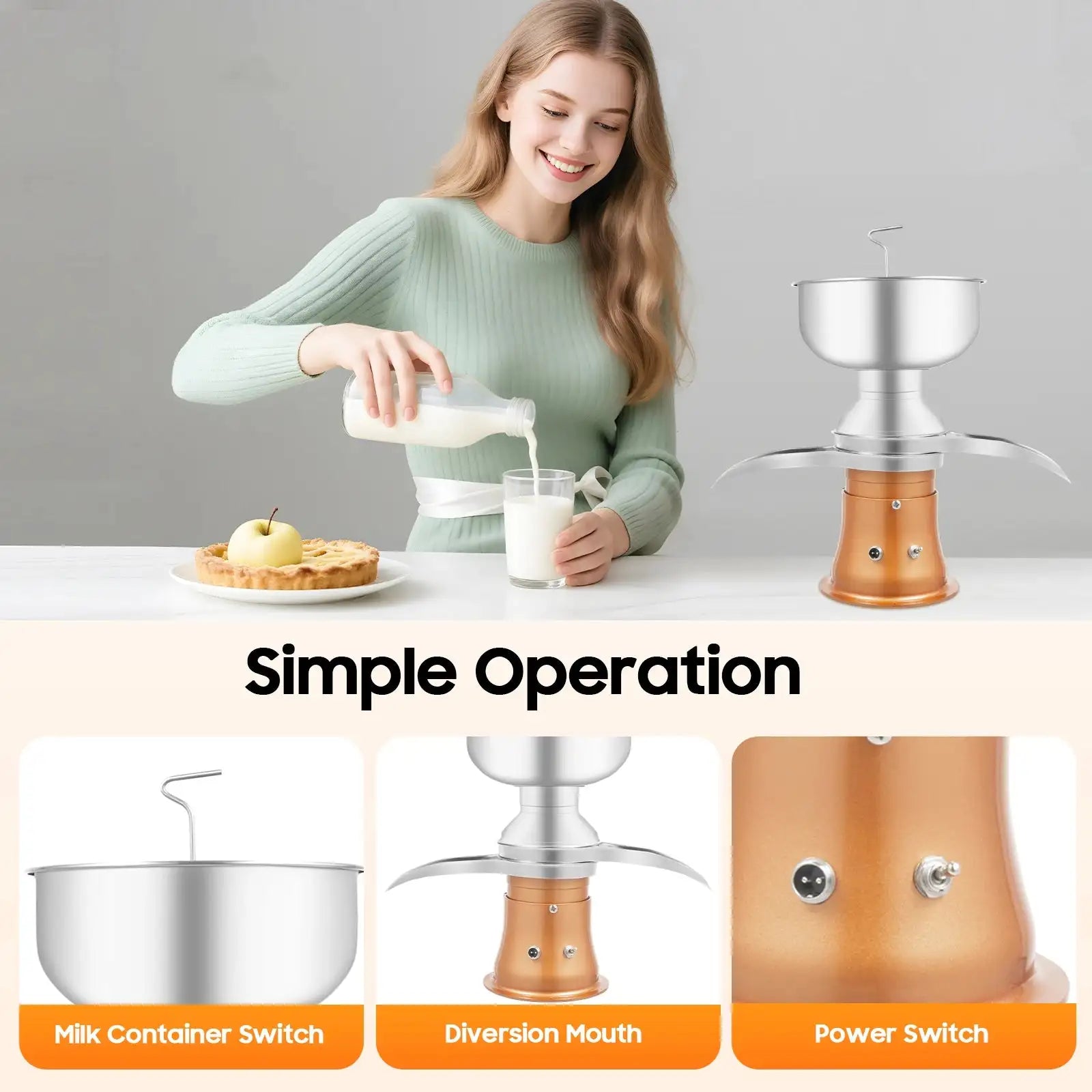 30W Electric Milk Separator &ndash; Adjustable 5L Tank For Dairy