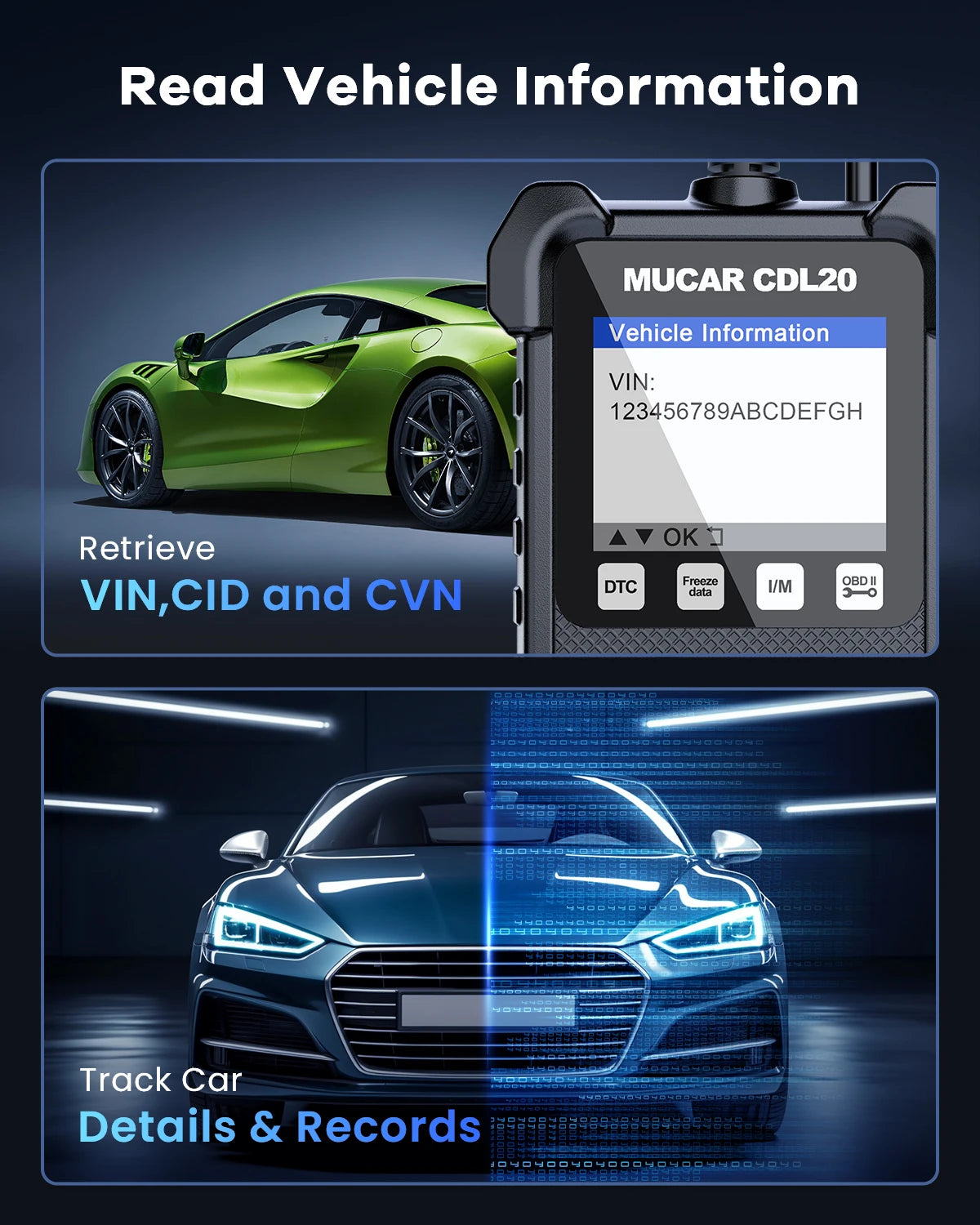 MUCAR CDL20 OBD2 Scanner - Full OBD2 Functions Free Updates