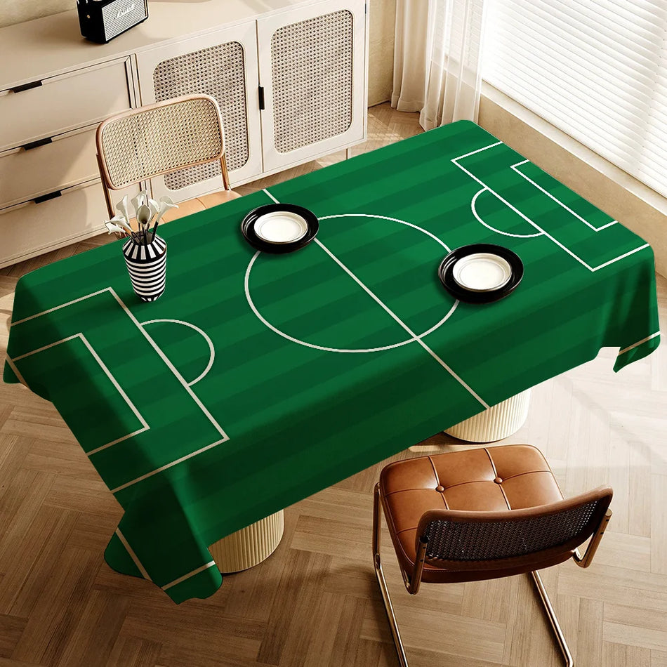 Football Field Tablecloth Waterproof and Oil Proof Decor for Living Room Coffee Table and Bedside Table
