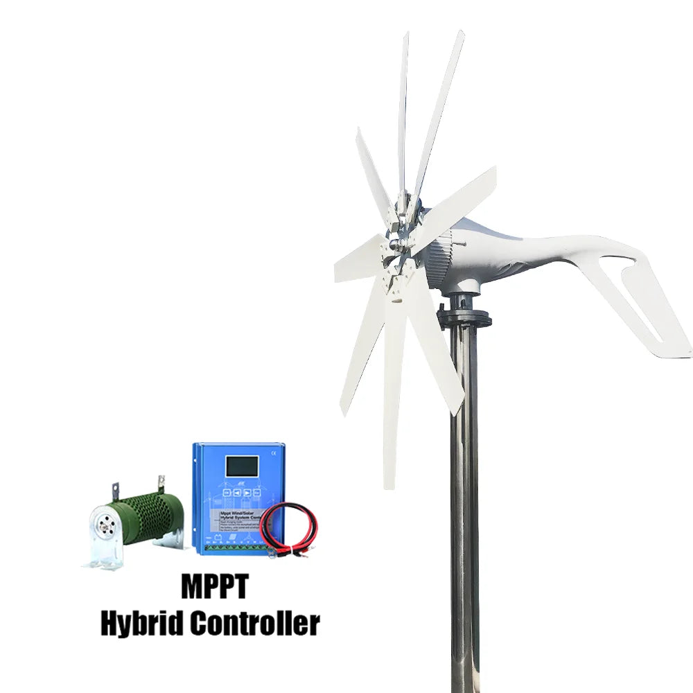 1000W Wind Turbine Generator with Solar Panel Power Supply Kit
