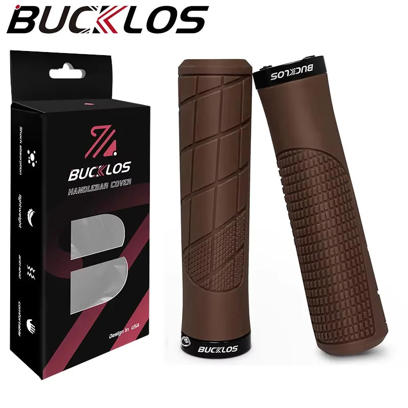 BUCKLOS Lockable Shock-Absorbing Bicycle Handlebar Grips Conventional-Brown