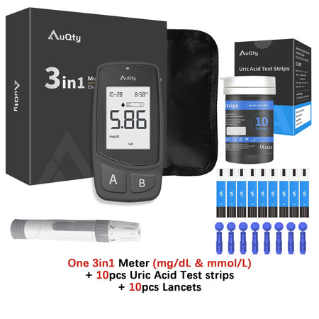 GUC 3in1 Multifunction Glucometer Kit &ndash; Comprehensive Health Monitoring Meter And UA Strip