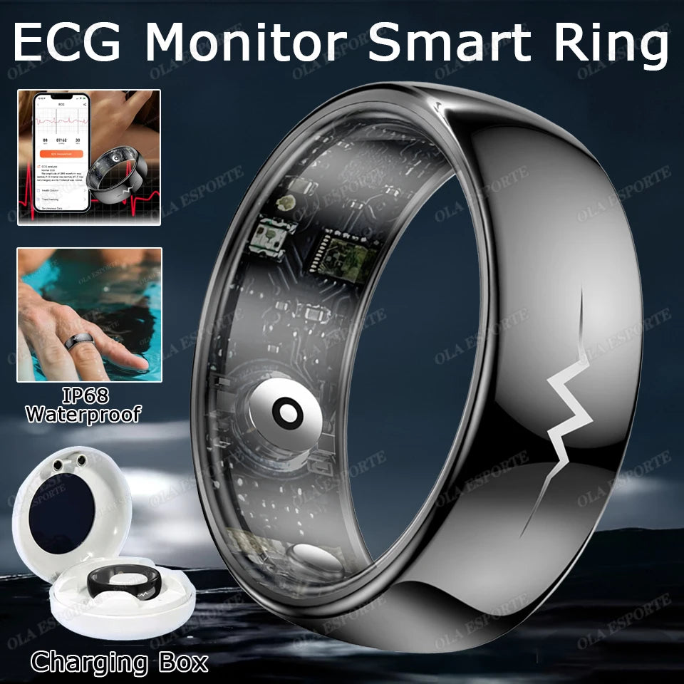 High-end ECG Blood Oxygen Health Smart Ring - 5ATM Waterproof &amp; Multi-Sport Modes Black / 9