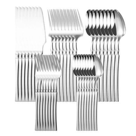 KNGZIC Dinnerware Set &ndash; Eco-Friendly Stainless Steel Flatware Silver / 40pcs