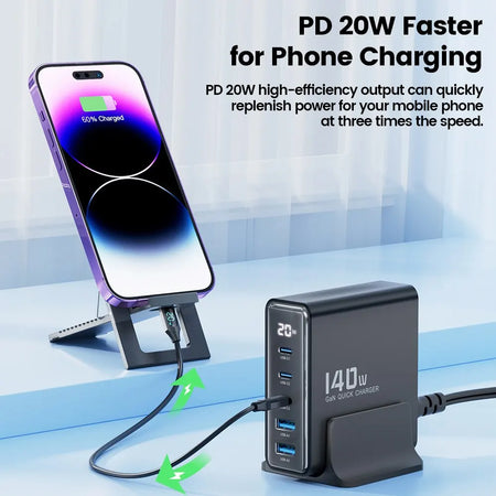 Toocki 140W GaN USB Charger &ndash; 5in1 Desktop Fast Charge