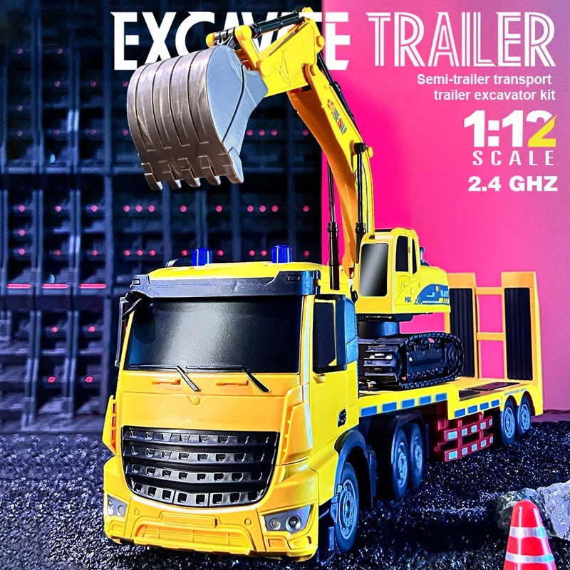 1/12 RC Flat Truck with Excavator &ndash; 11CH Alloy Frame 2.4G