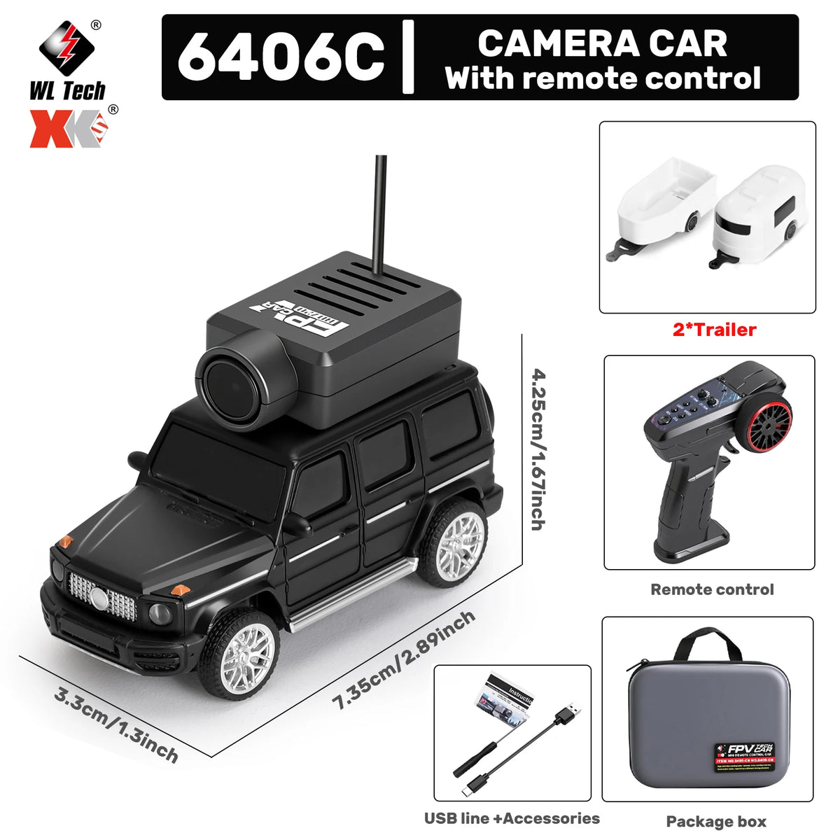 WLtoys 1/64 Mini RC Car &ndash; 720P FPV Camera For Kids Fun 6406 PRO Black
