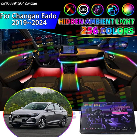 For Changan Eado 2019~2024 MK2 2020 2021 RGB Car Interior Ambient Lights Strips Breathing Lighting Kit App Control LED strips by InterCyprus Trading Ltd