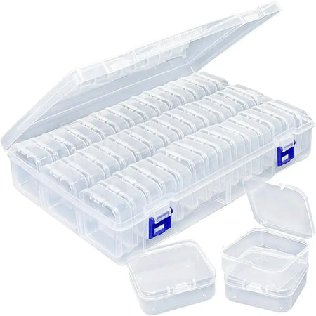 Multi-Size Transparent Bead Storage Box — 15, 20, or 45 Compartments (Flexible Selection) — Hinged, Dustproof Lid — Mini Organiz by InterCyprus Trading Ltd