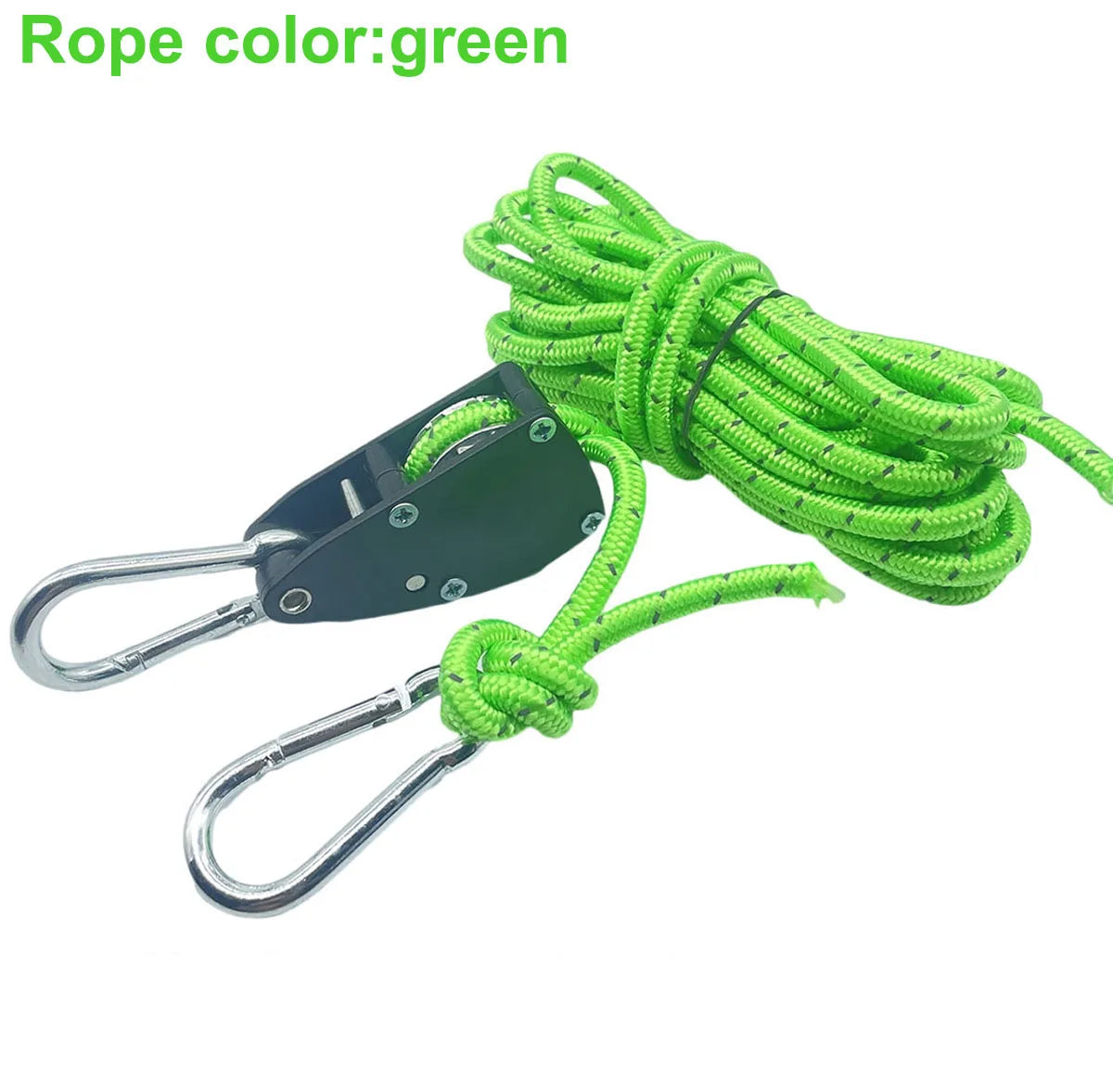 6mm Reflective Camping Tent Tie Down Rope with Pulley and Buckle 1pc green