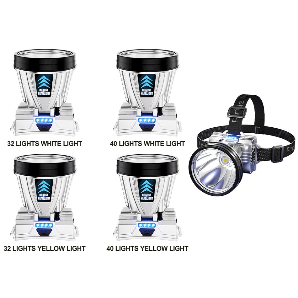 Lanterna Frontal Super Brilhante de Longo Alcance para Pesca Led