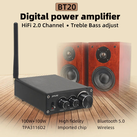 HiFi 2.0 Digital Audio Amplifier TPA3116D2 100W x 2 with Bluetooth 5.0