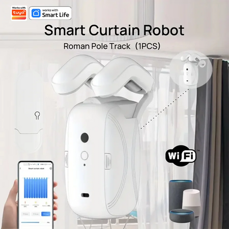 1/2pcs Smart WiFi Curtain Robot with Wi-Fi Gateway, APP Remote Control,  Automatic Opening Hand Pull Startuff0cCompatible with Alexa