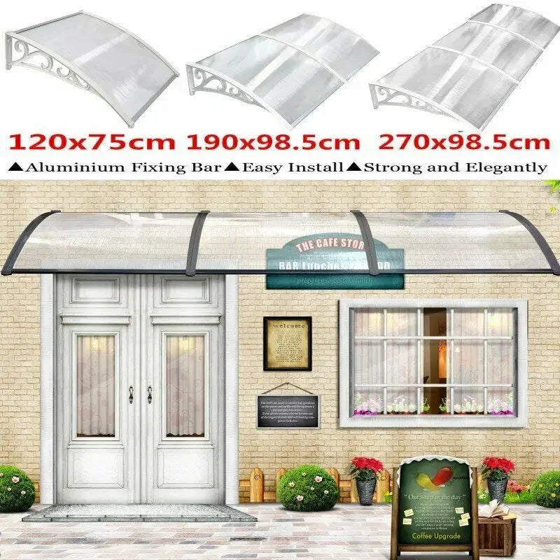 Door Rain Cover Sun Shade Awning Polycarbonate Canopy 3 Size