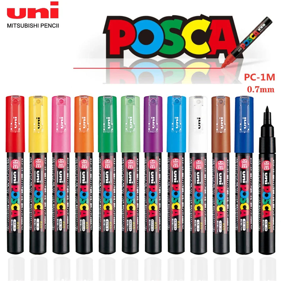 🟠 1 Uni Ball POSCA PC-1M İşaretçi Pen Pop Poster Kalemi/Grafiti Reklam 0.7mm Sanat Kırtasiye Çok Renkli İsteğe Bağlı Sanat Malzemeleri