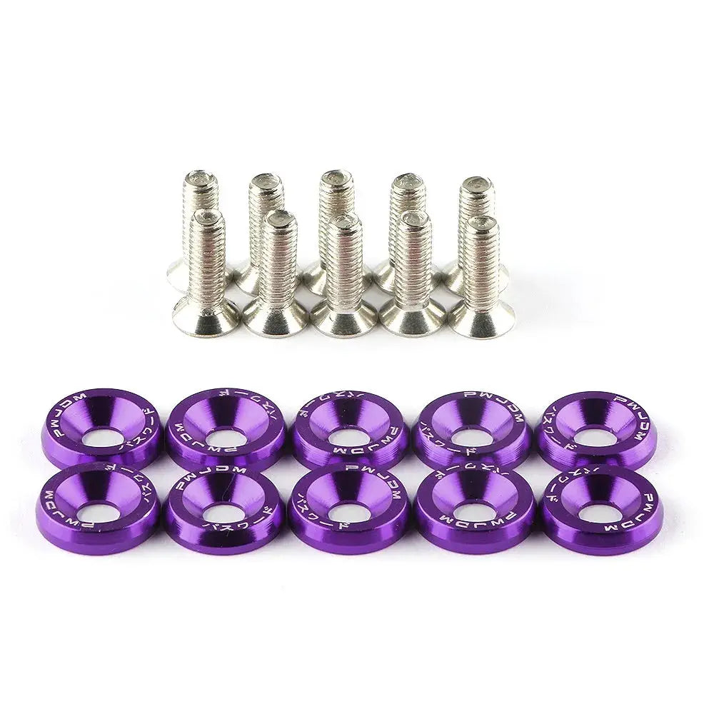 10Pcs/Set M6 * 20mm JDM Bumper Fender Washer Kit Engine Bay Dress Up Bolts Fasteners Aluminum Concave Hex Screws by InterCyprus Trading Ltd