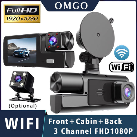 3-Channel Car DVR Dash Cam with WiFi