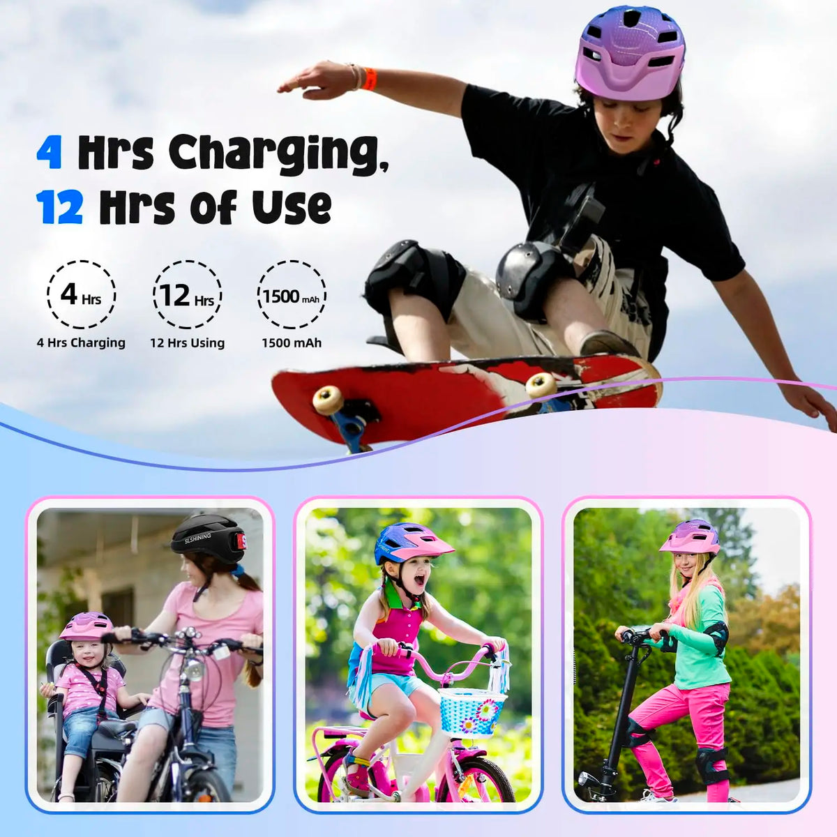 Smart LED Kids Cycling Helmet for Safety and Fun