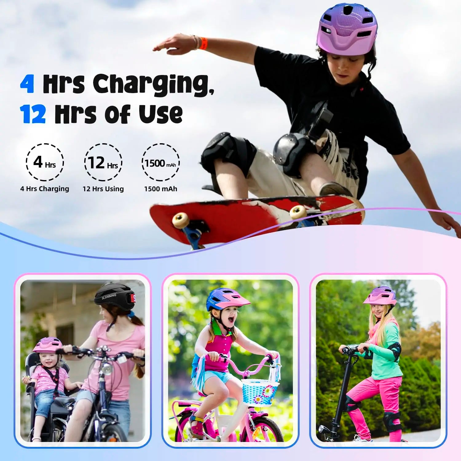 Smart LED Kids Cycling Helmet for Safety and Fun