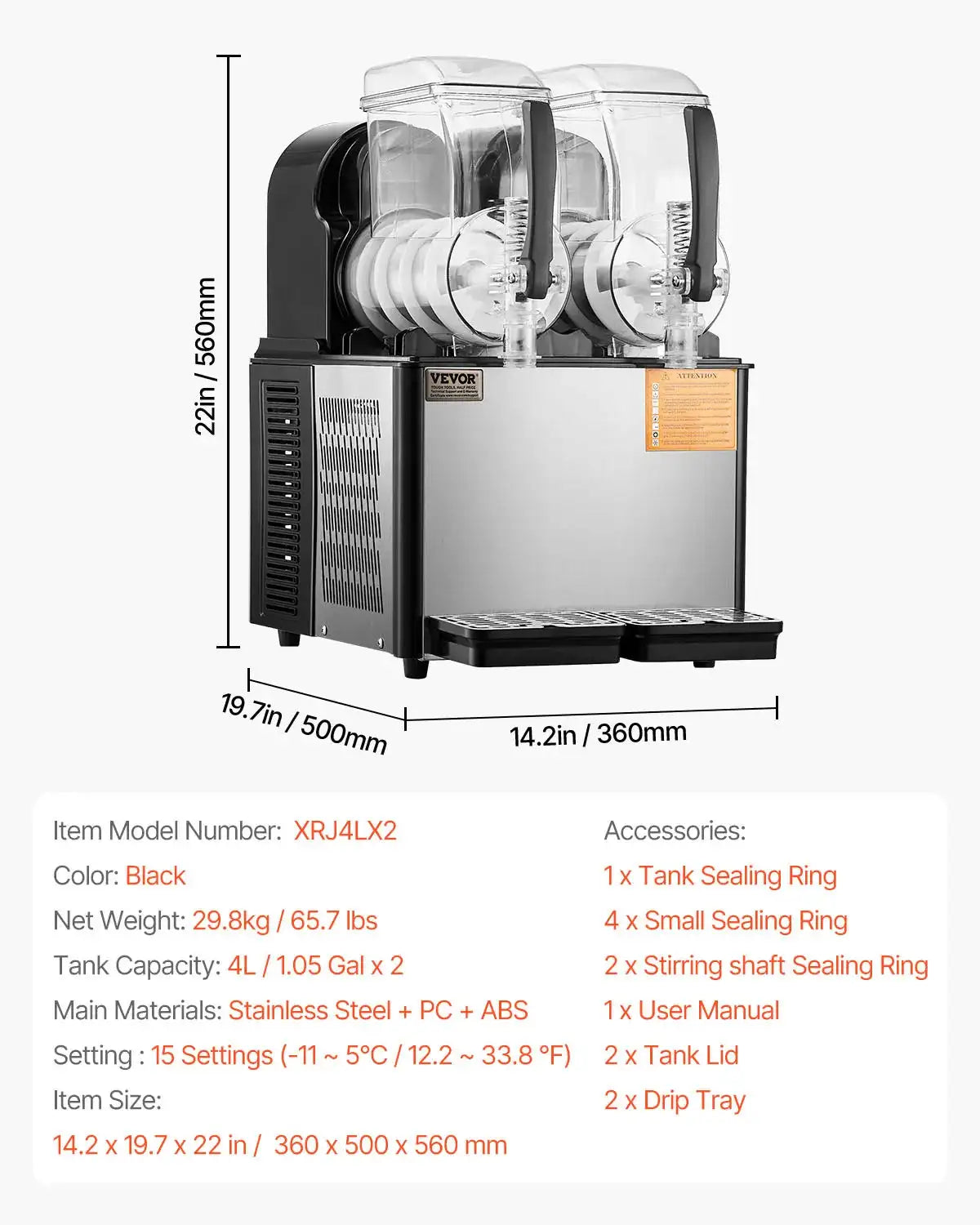 Commercial Slushy Machine Stainless Steel Dual 12L Tanks 2x4L / CZECH REPUBLIC