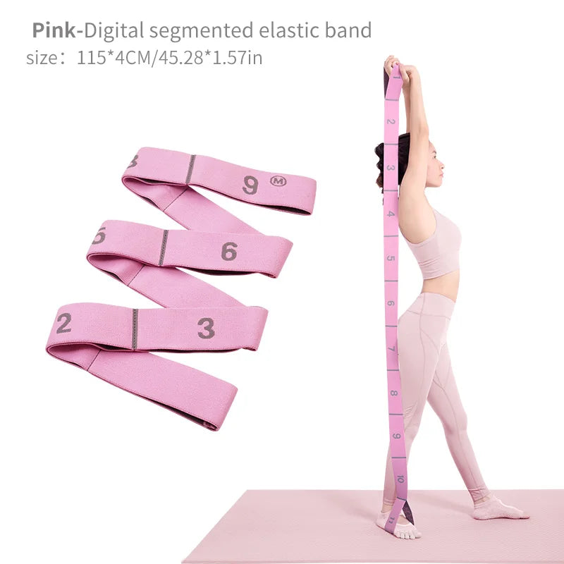 Elastic Yoga Stretching Strap with Loops for Ballet, Leg, and Body Pink / CHINA