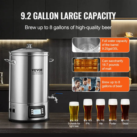 8 Gallon Electric Brewing Stainless Steel Pot