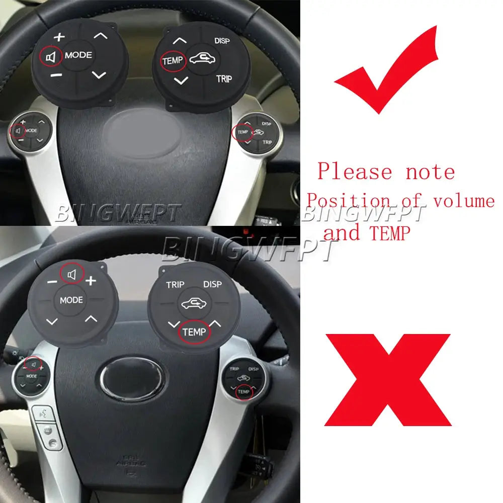Steering Wheel Switch Control Panel Rubber For Toyota Prius C 2011-2015 Aqua 2012-2014 Button Cover by InterCyprus Trading Ltd
